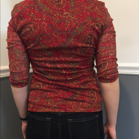 CHAPS denim petite dark red blouse size PS - Picture 3 of 4